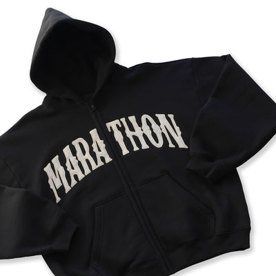 Vintage Arch Zip Up Hoodie - Black