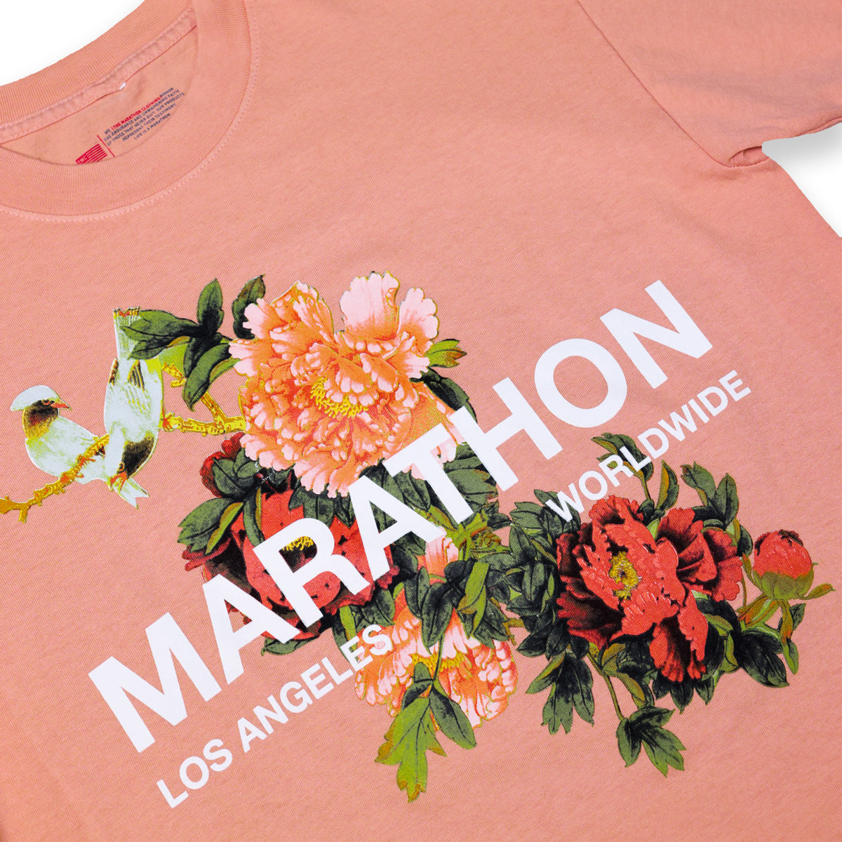 Marathon Global T-Shirt - Coral - Close Up