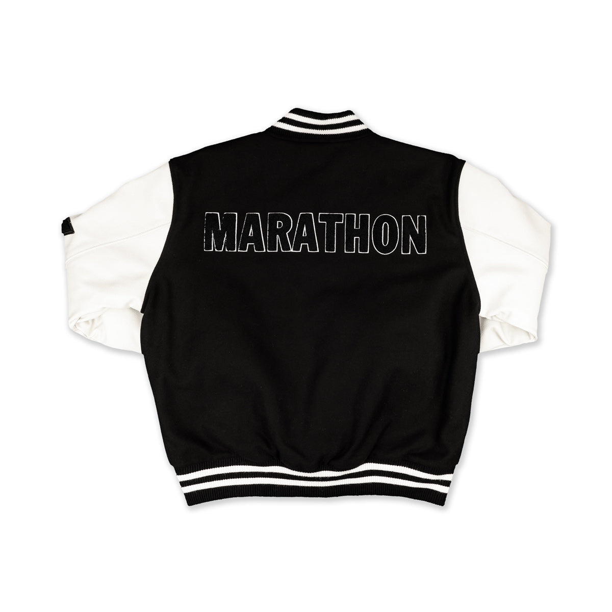 The Marathon Clothing Marathon Letterman Jacket - Black - Back