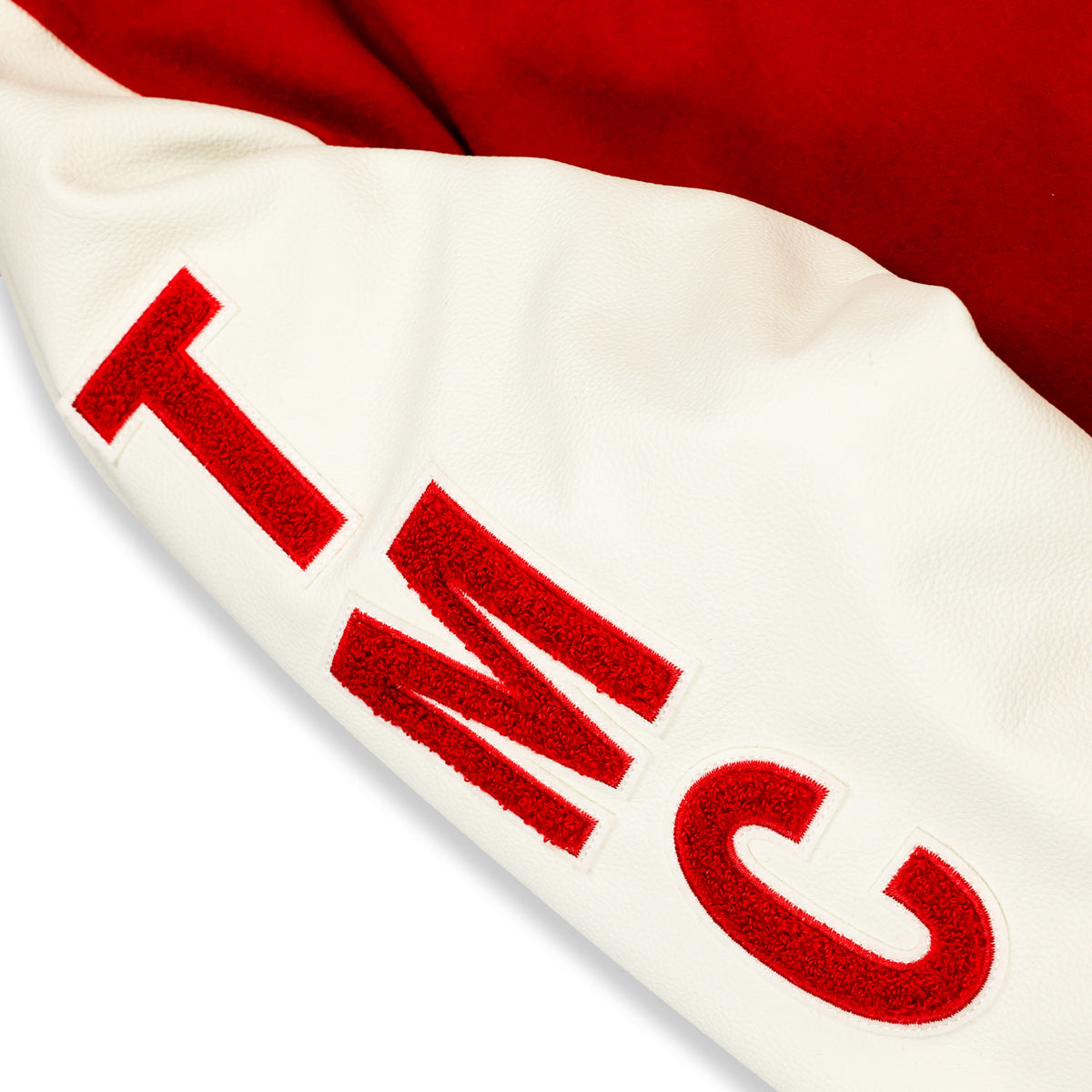 The Marathon Clothing Marathon Letterman Jacket - Red - TMC Sleeve Detail