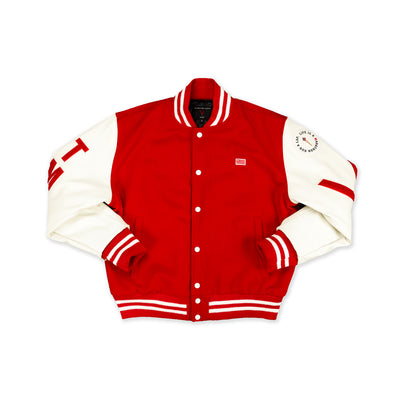 The Marathon Clothing Marathon Letterman Jacket - Red - Front
