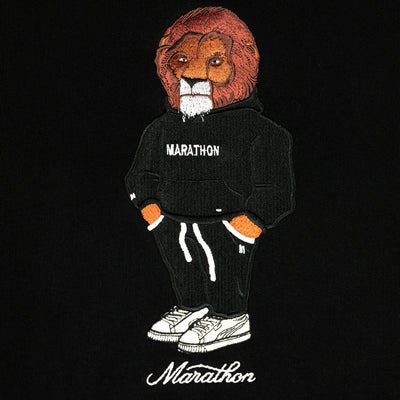 The Marathon Marathon Lion (Embroidered) Hoodie - Black - Embroidery Detail