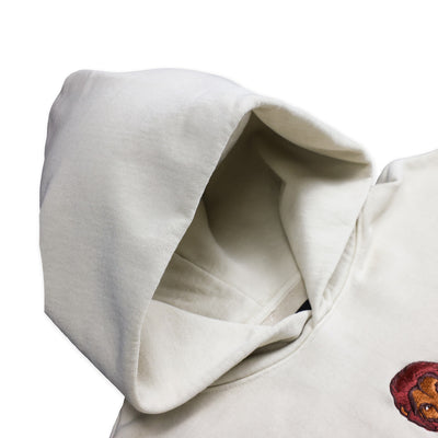 The Marathon Marathon Lion (Embroidered) Hoodie - Cream - Hood