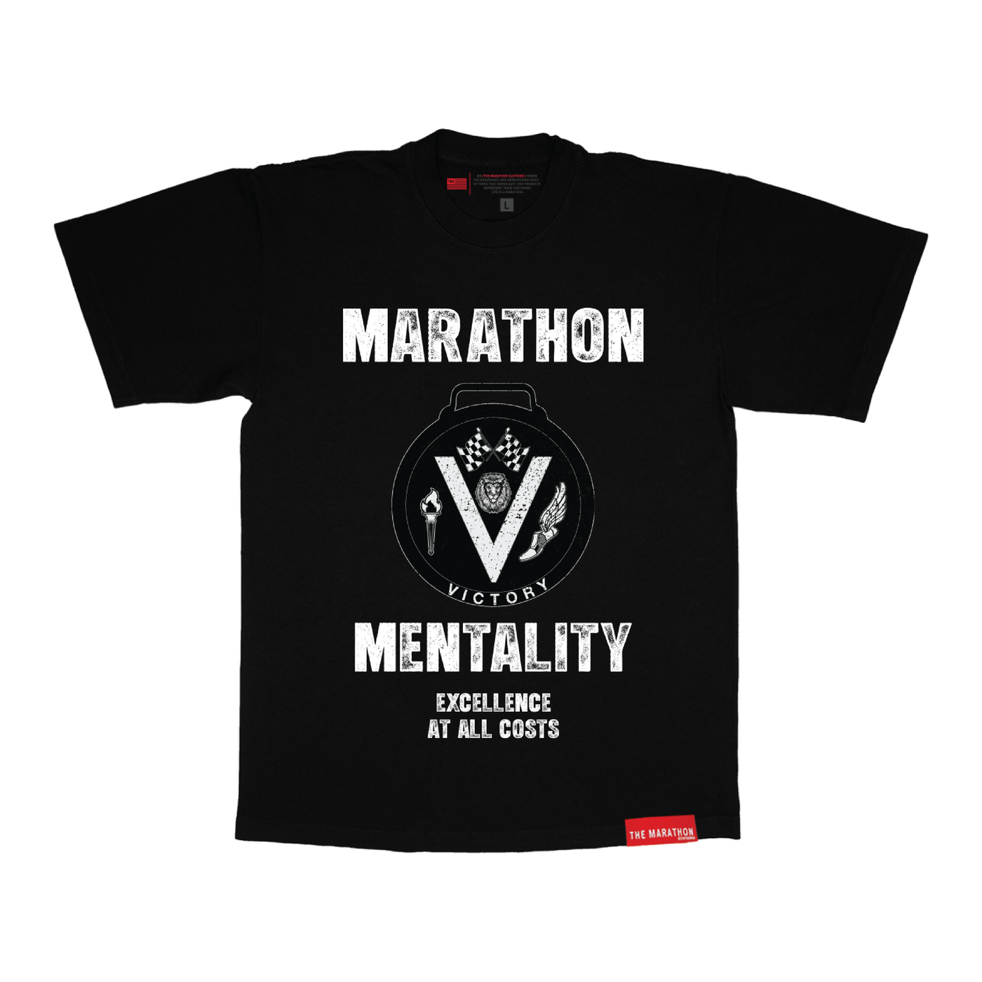 Marathon Mentality T-Shirt - Black/White