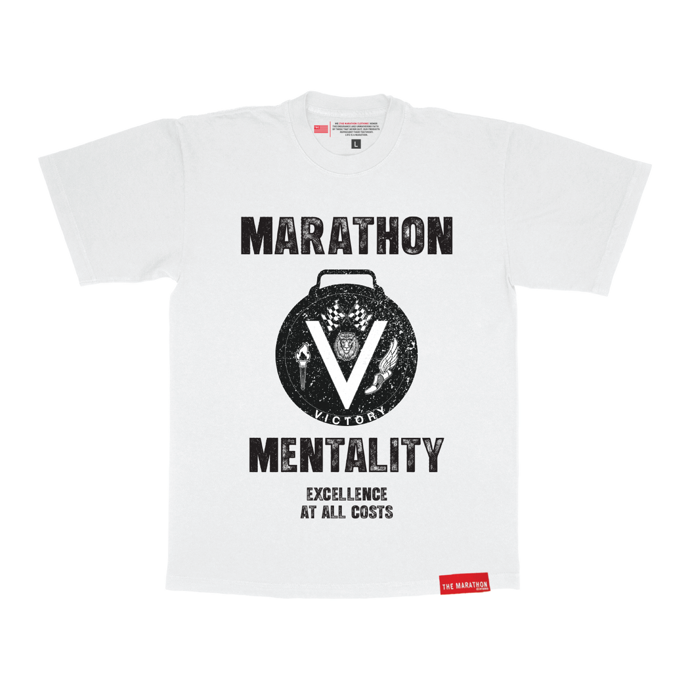 Marathon Mentality T-Shirt - White/Black