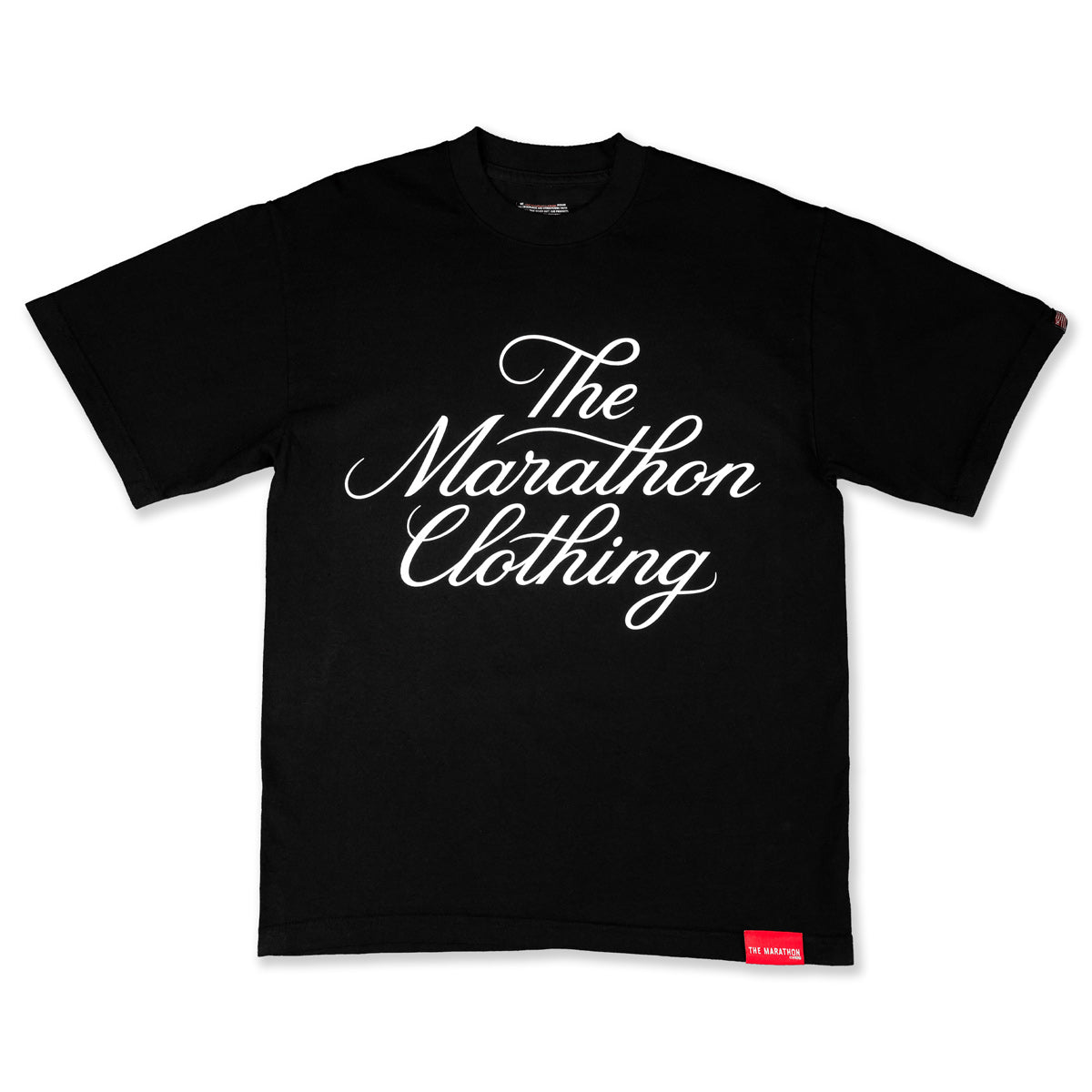 Marathon Stacked Script T-Shirt - Black/White - Front