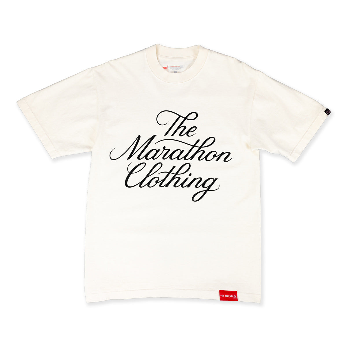 Marathon Stacked Script T-Shirt - Bone/Black - Front