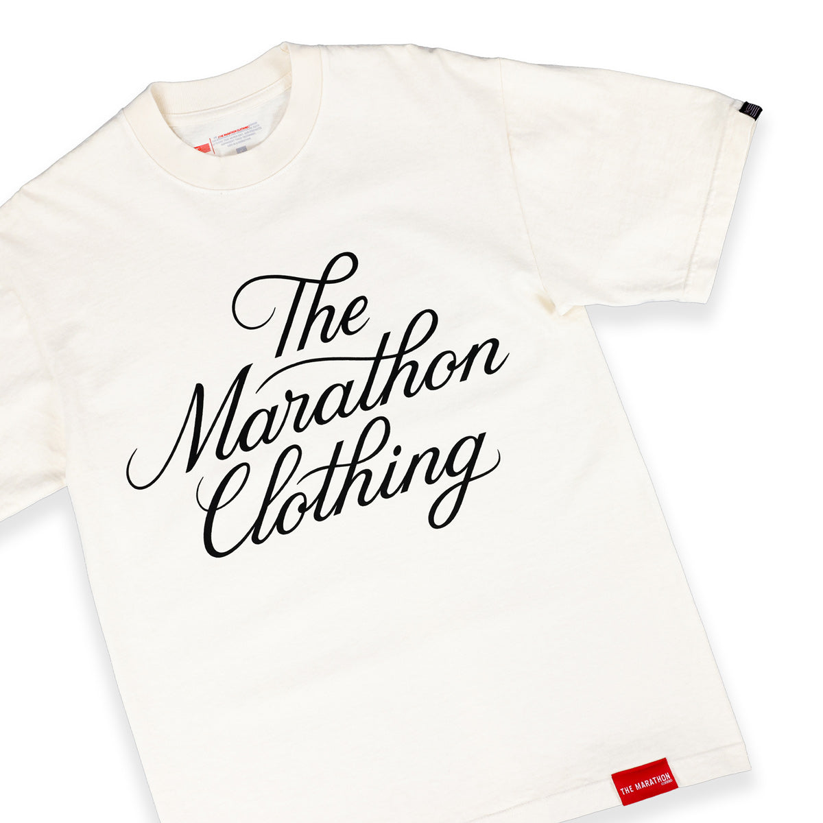 Marathon Stacked Script T-Shirt - Bone/Black - Detail 1