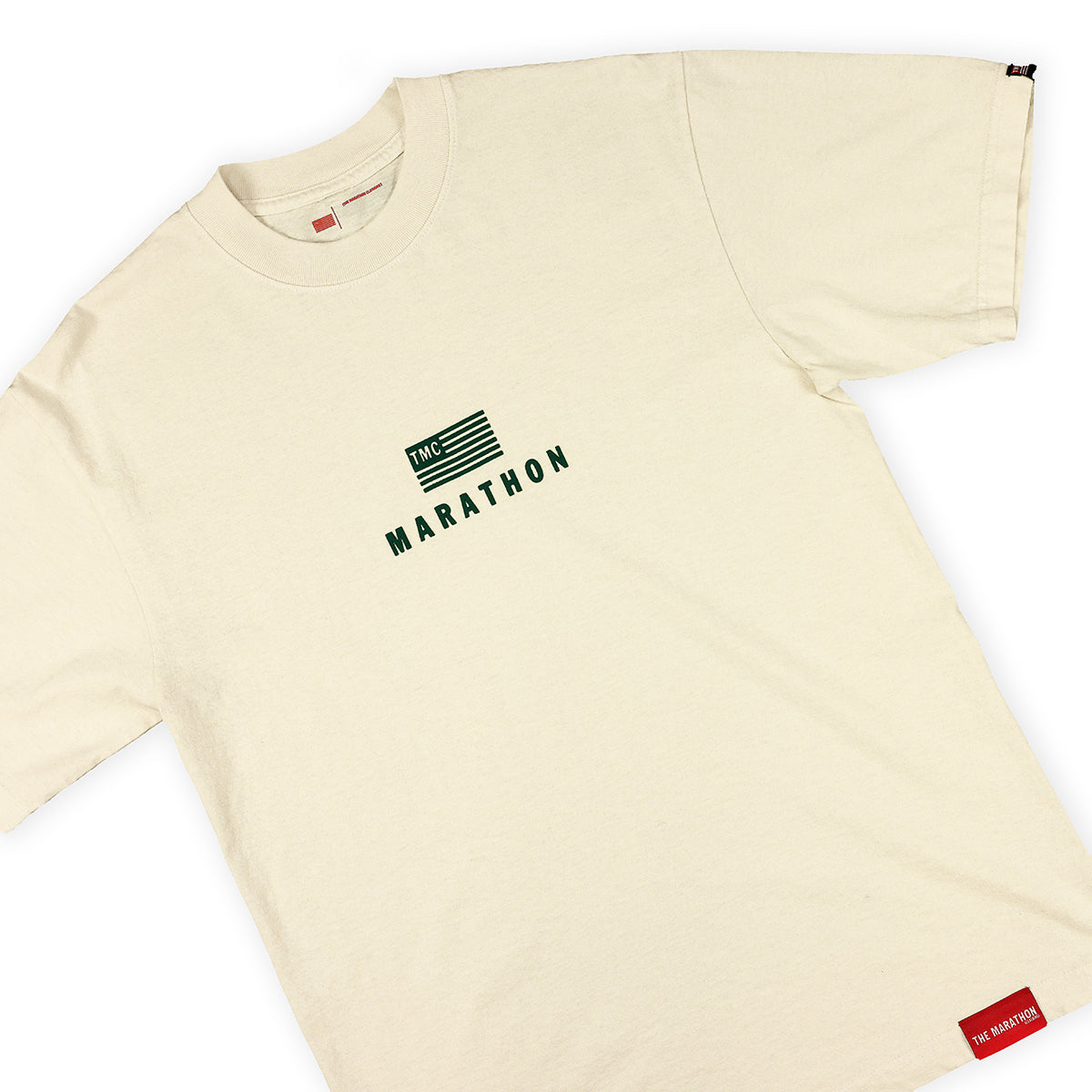 Modern Stack T-Shirt - Cream/Forest Green – The Marathon Clothing