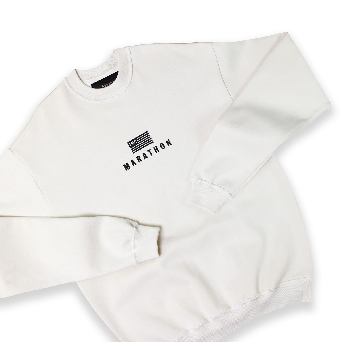 Marathon Modern Crewneck Sweatshirt - Cream/Black - Detail