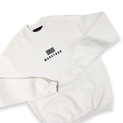 Marathon Modern Crewneck Sweatshirt - Cream/Black - Detail