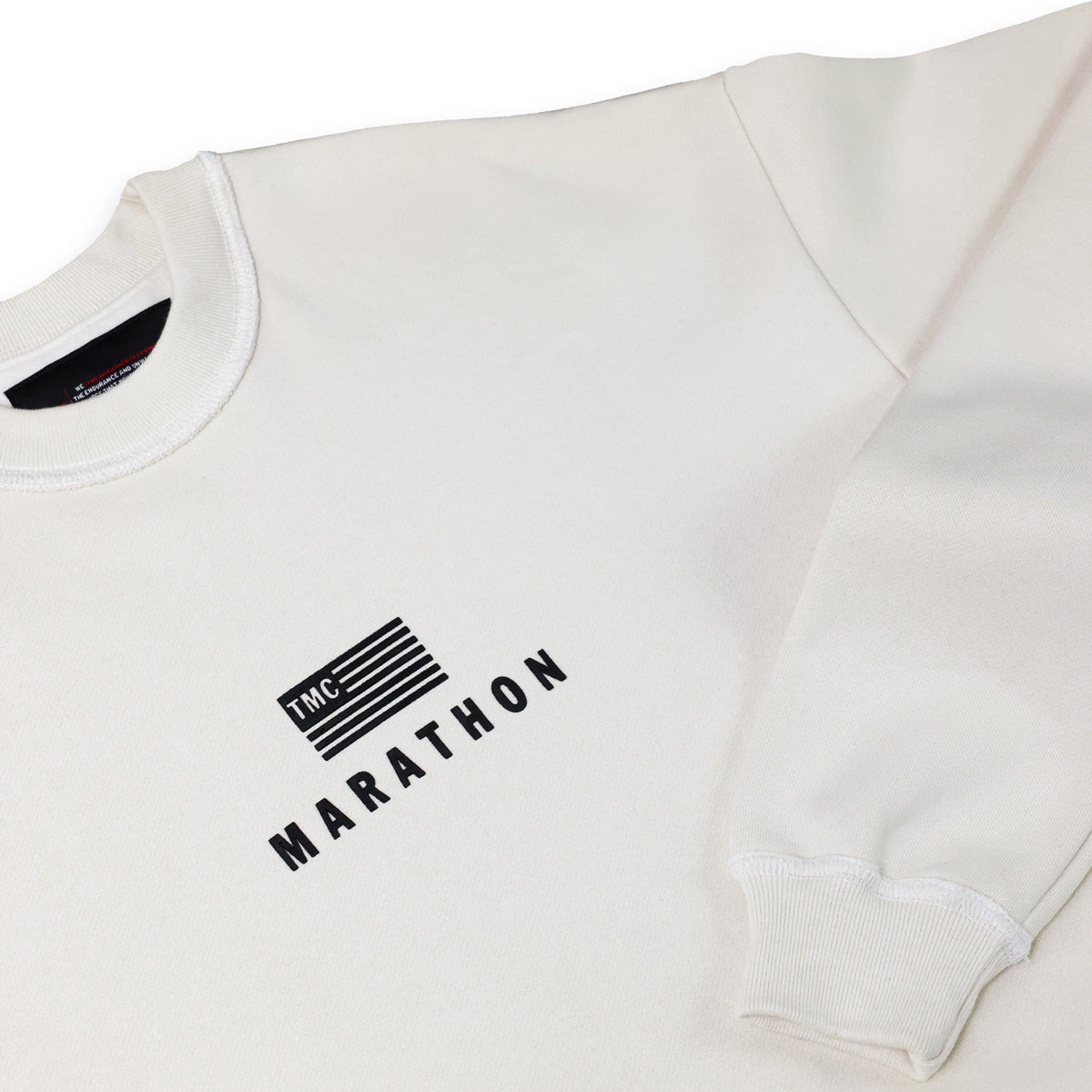 Marathon Modern Crewneck Sweatshirt - Cream/Black - Close Up
