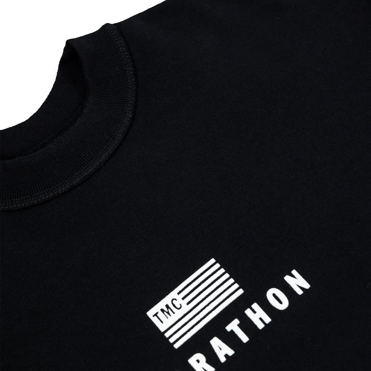 Marathon Modern Crewneck Sweatshirt - Black/White - Close Up