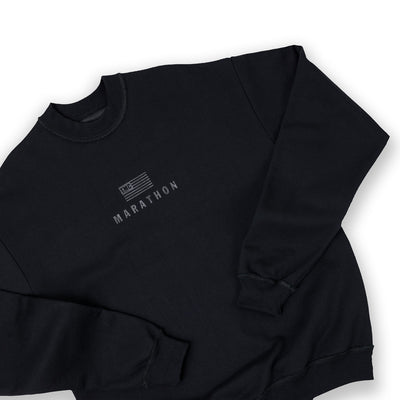 Marathon Modern Crewneck Sweatshirt - Black/Black - Detail