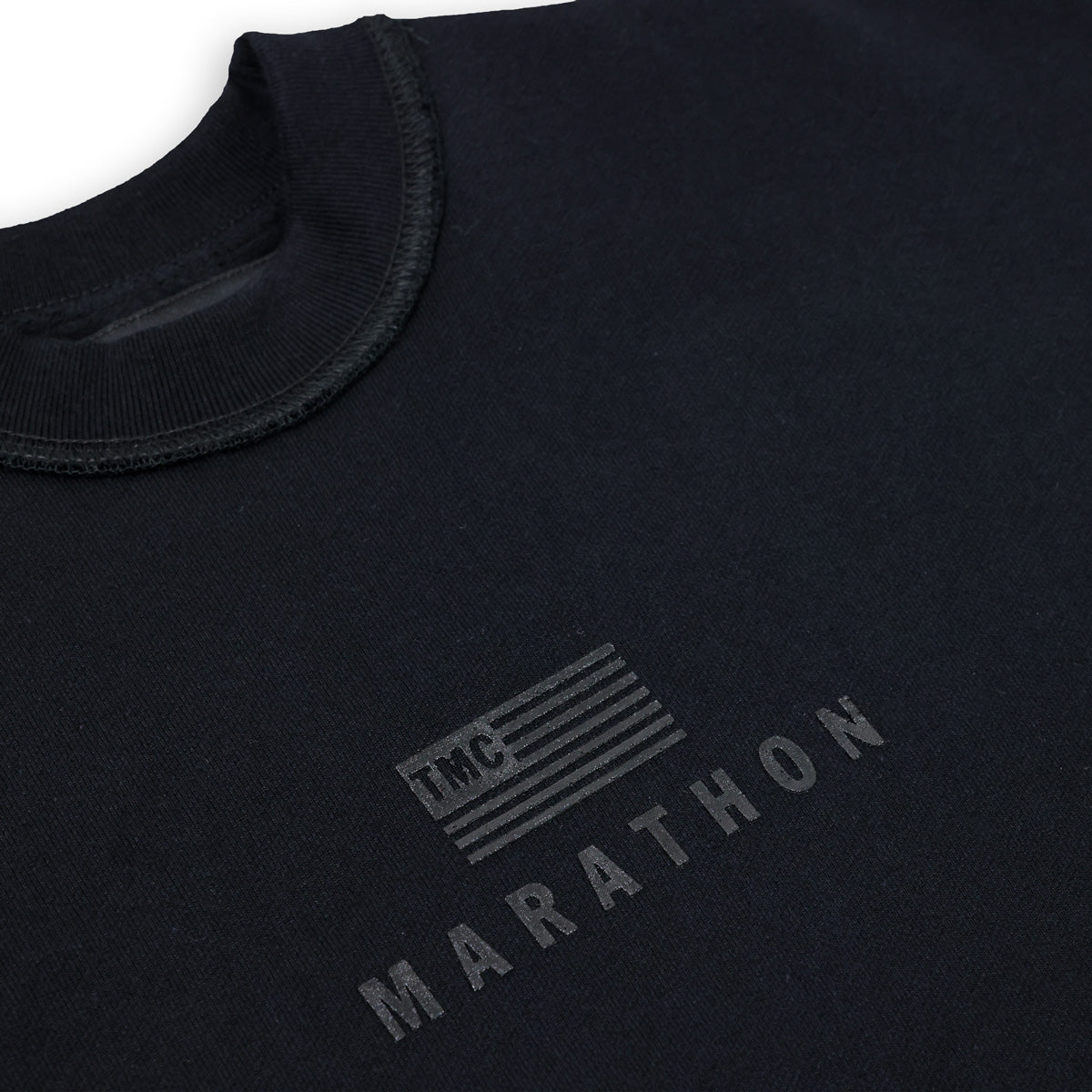 Marathon Modern Crewneck Sweatshirt - Black/Black - Close Up