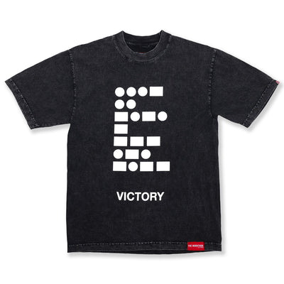 Morse Code Victory T-Shirt - Carbon Washed Black - Front