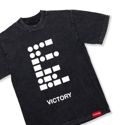 Morse Code Victory T-Shirt - Carbon Washed Black - Front Detail