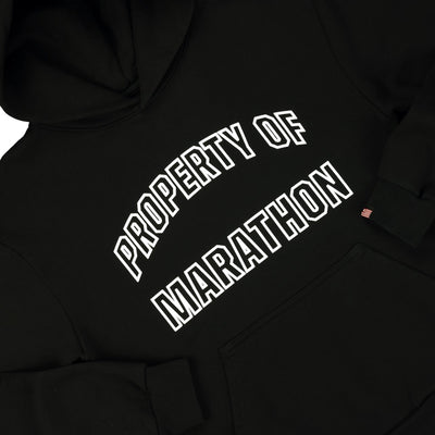 Property of Marathon Hoodie - Black/White - Detail