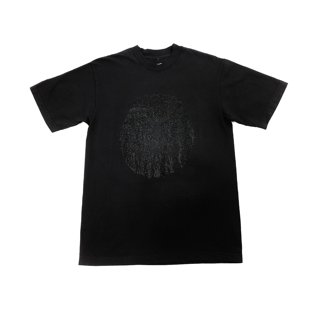 Vintage Lion Rhinestone T-Shirt - Black - Front