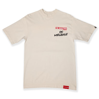 The Marathon Rooftop “ON MELROSE” T-Shirt - Bone - Front