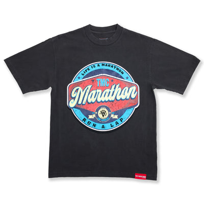 Vintage Run A Lap Marathon T-Shirt - Vintage Black - Front