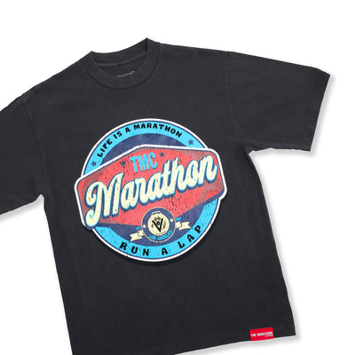 Vintage Run A Lap Marathon T-Shirt - Vintage Black - Front Detail