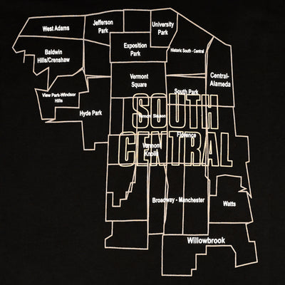 South Central State of Mind T-Shirt - Black/White - Map Detail