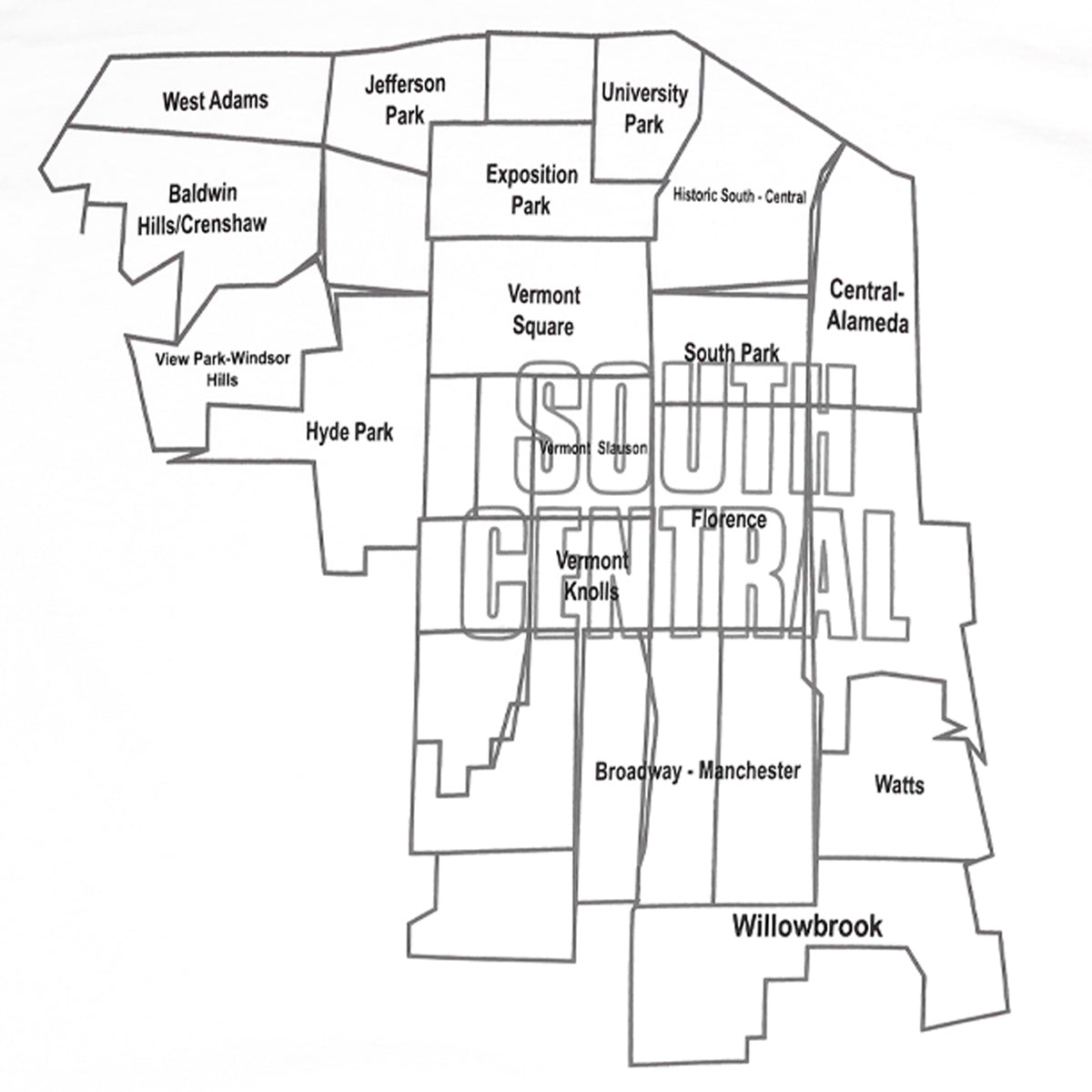 South Central State of Mind T-Shirt - White/Black - Map Detail