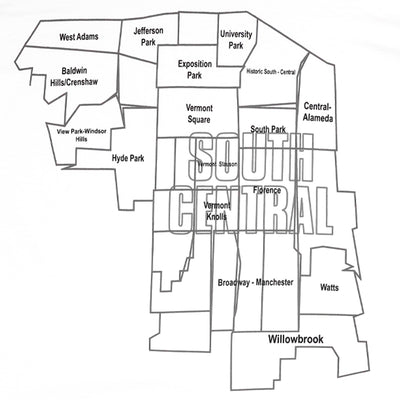 South Central State of Mind T-Shirt - White/Black - Map Detail