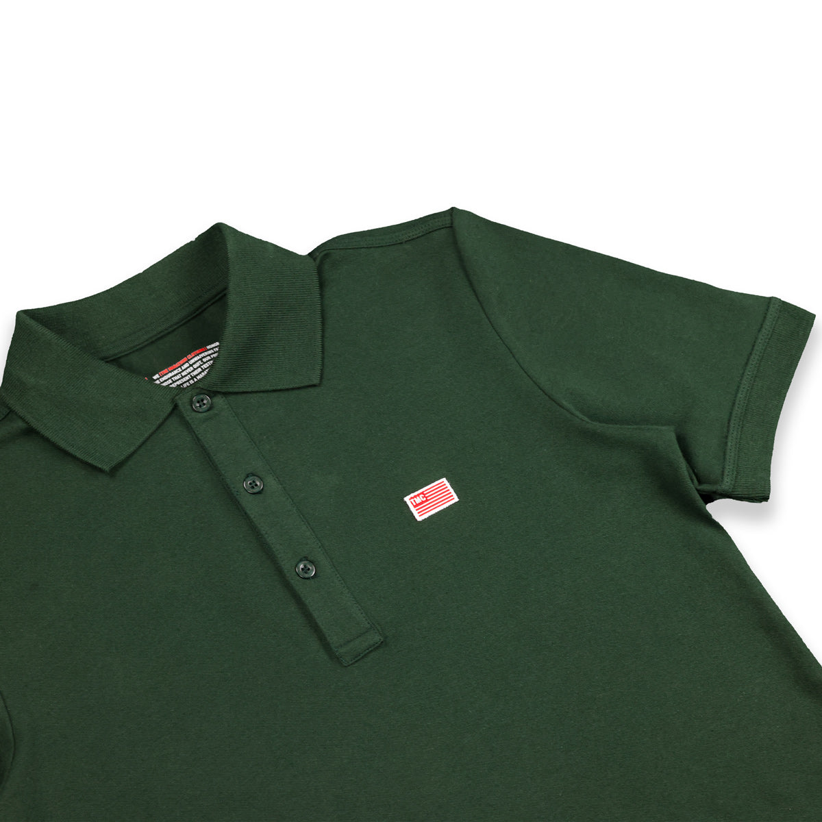 The Marathon Clothing TMC Flag (1 inch) Polo - Forest Green - Detail