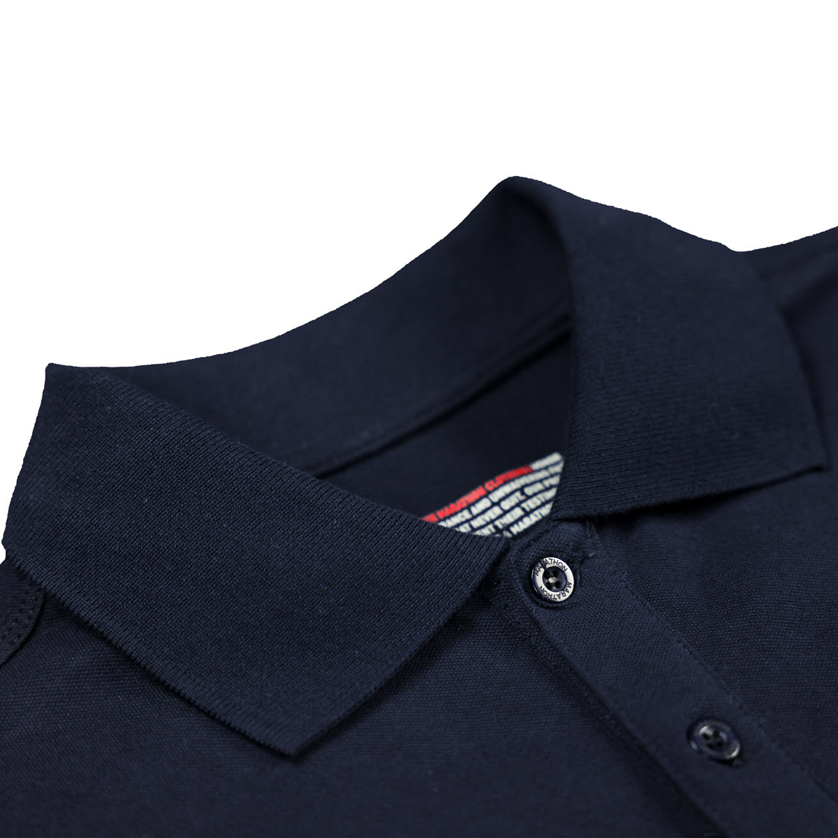 The Marathon Clothing TMC Flag (1 inch) Polo - Navy - Collar Detail