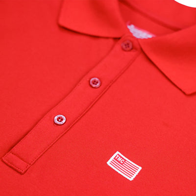 The Marathon Clothing TMC Flag (1 inch) Polo - Red - Button Detail