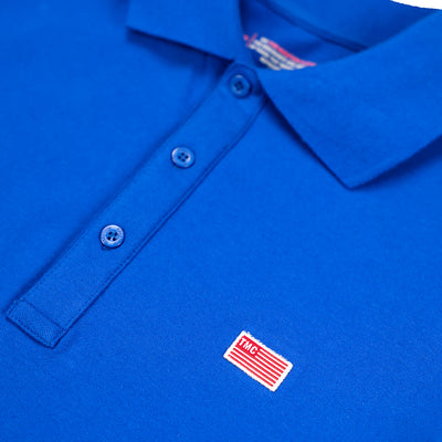 The Marathon Clothing TMC Flag (1 inch) Polo - Royal Blue - Button Detail