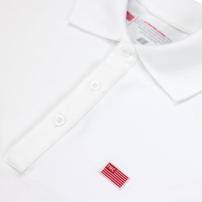 The Marathon Clothing TMC Flag (1 inch) Polo - White - Button Detail