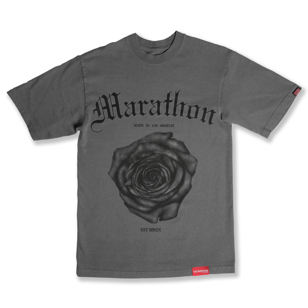 Triumph Rose T-Shirt - Slate Grey/Black – The Marathon Clothing