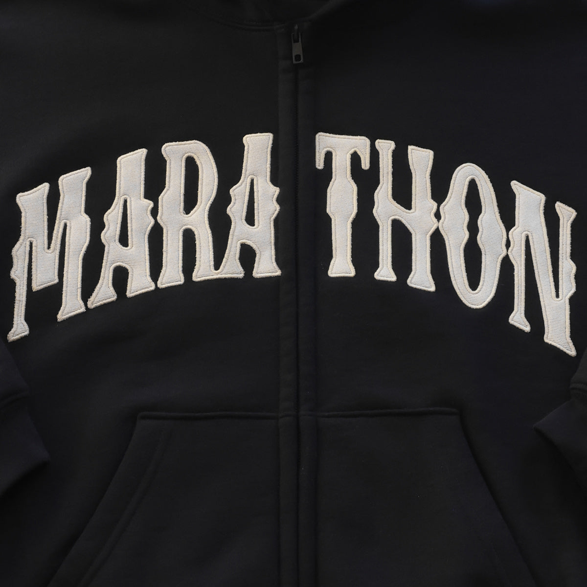 Vintage Arch Zip Up Hoodie - Black