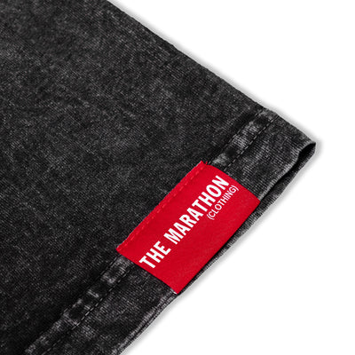 Marathon V For Victory T-Shirt - Washed Carbon Black - Woven Label