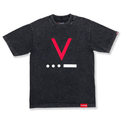 V for Victory Code T-Shirt - Carbon Washed Black - Front
