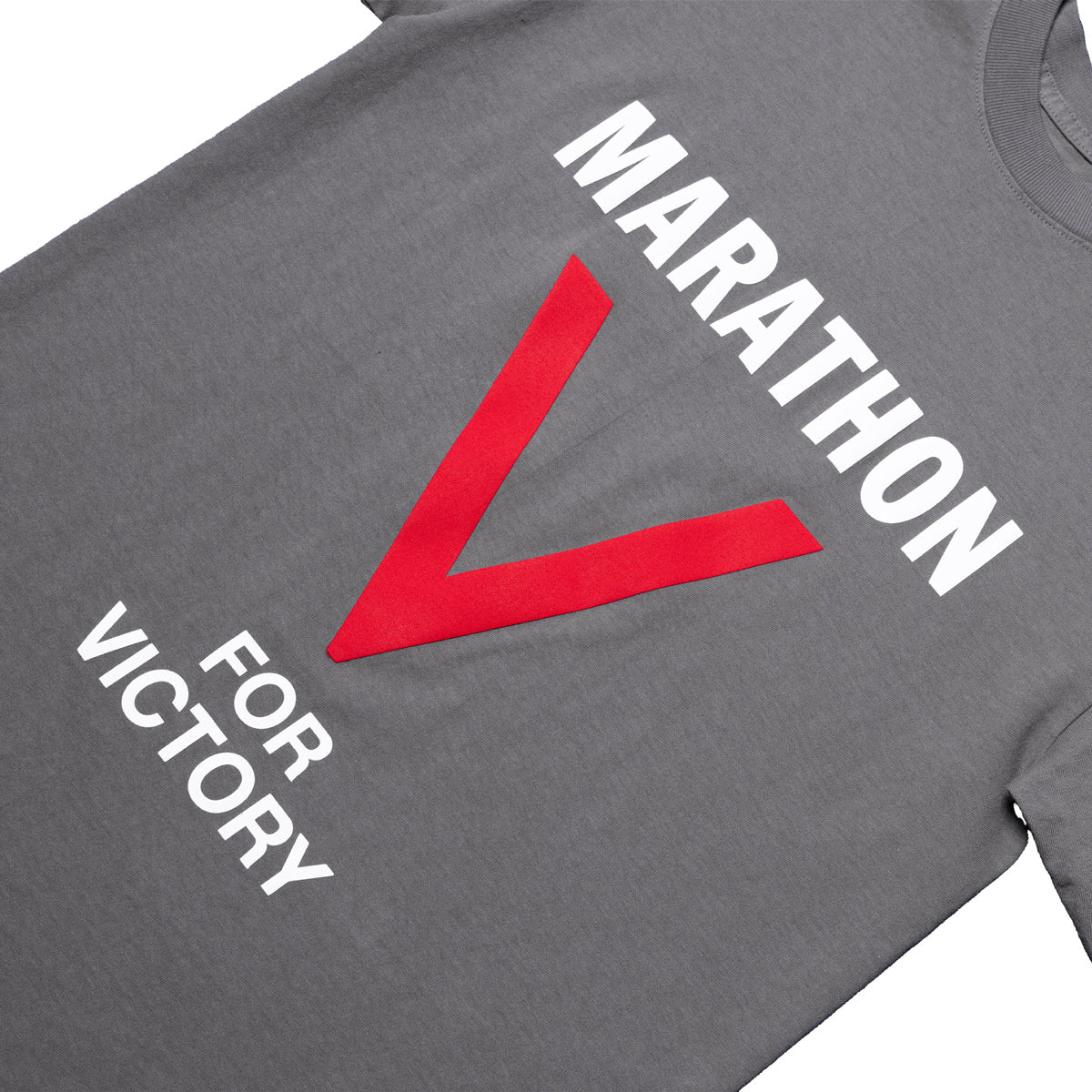 Marathon V For Victory T-Shirt - Slate Grey - Front Detail
