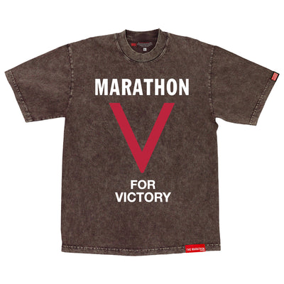 Marathon V For Victory T-Shirt - Washed Cocoa