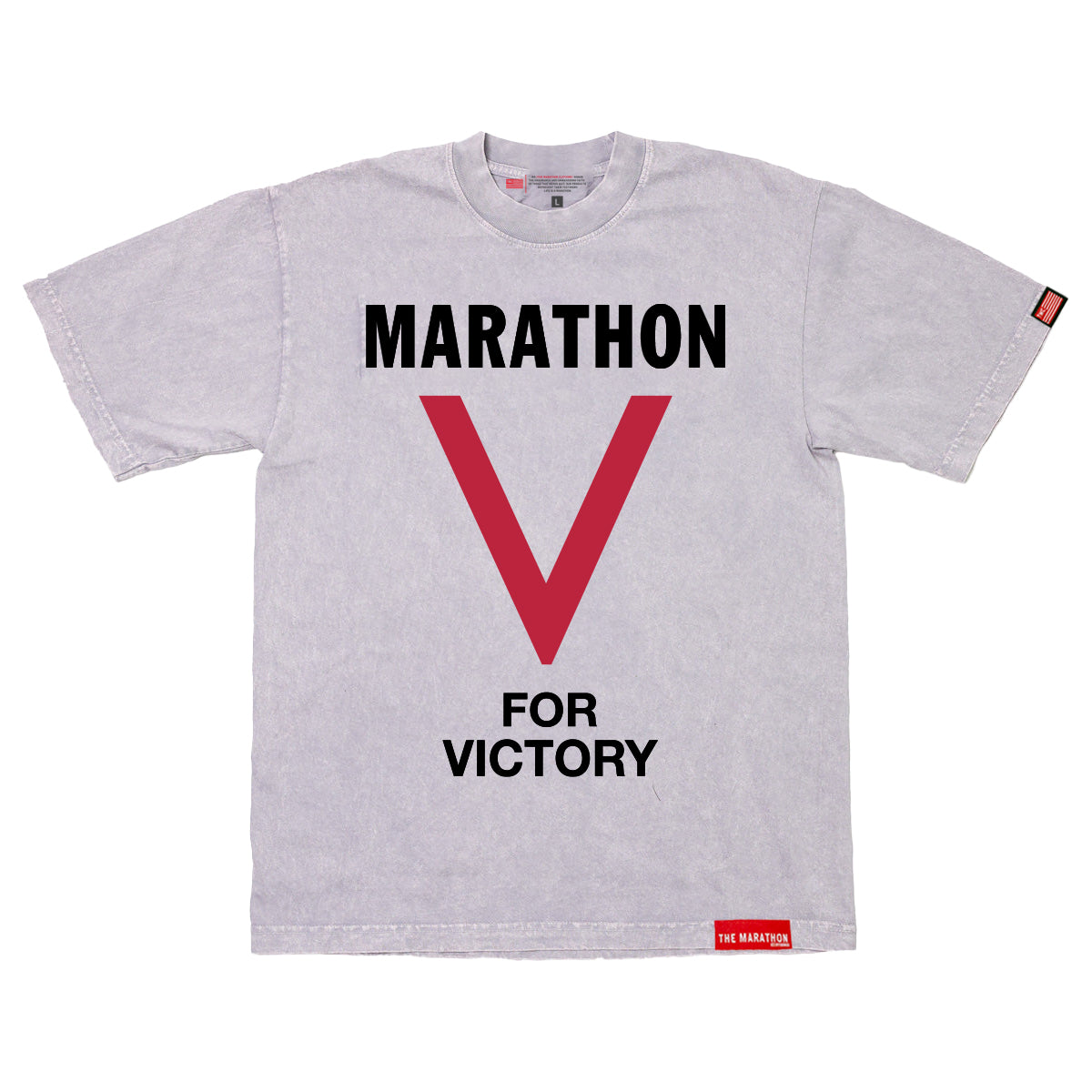 Marathon V For Victory T-Shirt - Washed Ice Grey