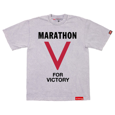 Marathon V For Victory T-Shirt - Washed Ice Grey
