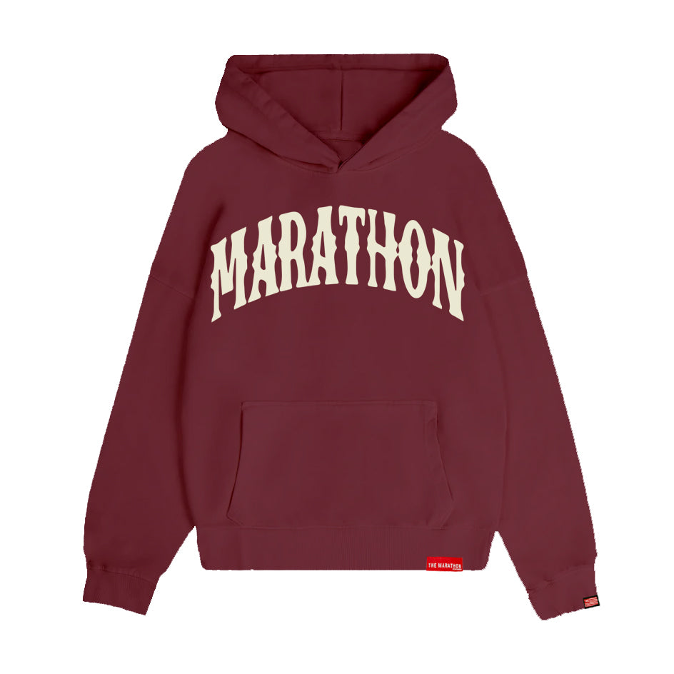 Marathon Vintage Arch Hoodie - Maroon/Cream