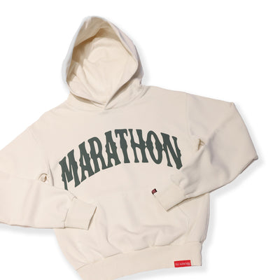 Marathon Vintage Arch Hoodie - Stone/Black - Detail