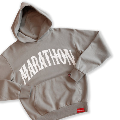 Marathon Vintage Arch Hoodie - Cement/White - Detail