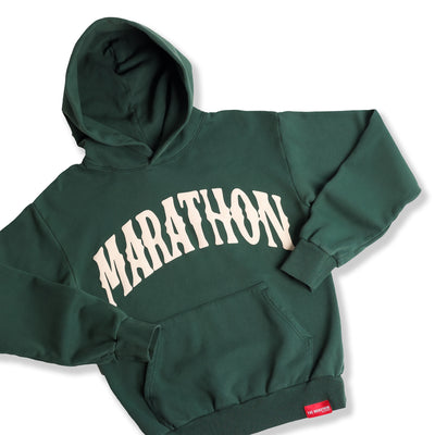 Marathon Vintage Arch Hoodie - Ivy/Cream - Detail