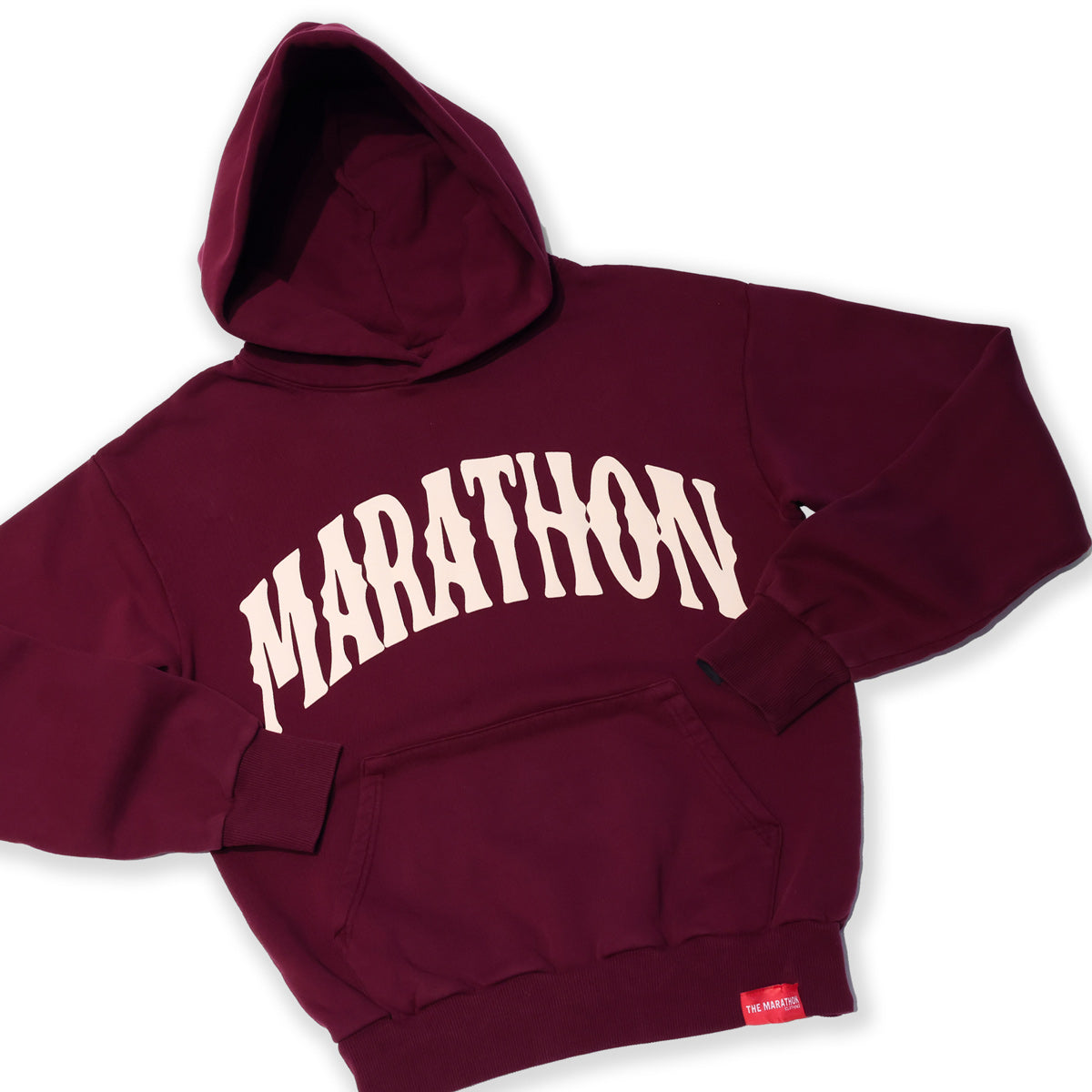 Marathon Vintage Arch Hoodie - Maroon/Cream - Detail