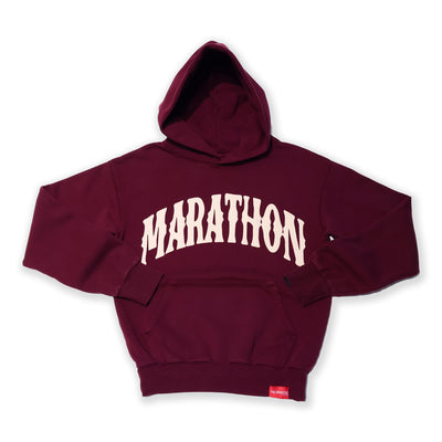 Marathon Vintage Arch Hoodie - Maroon/Cream - Front