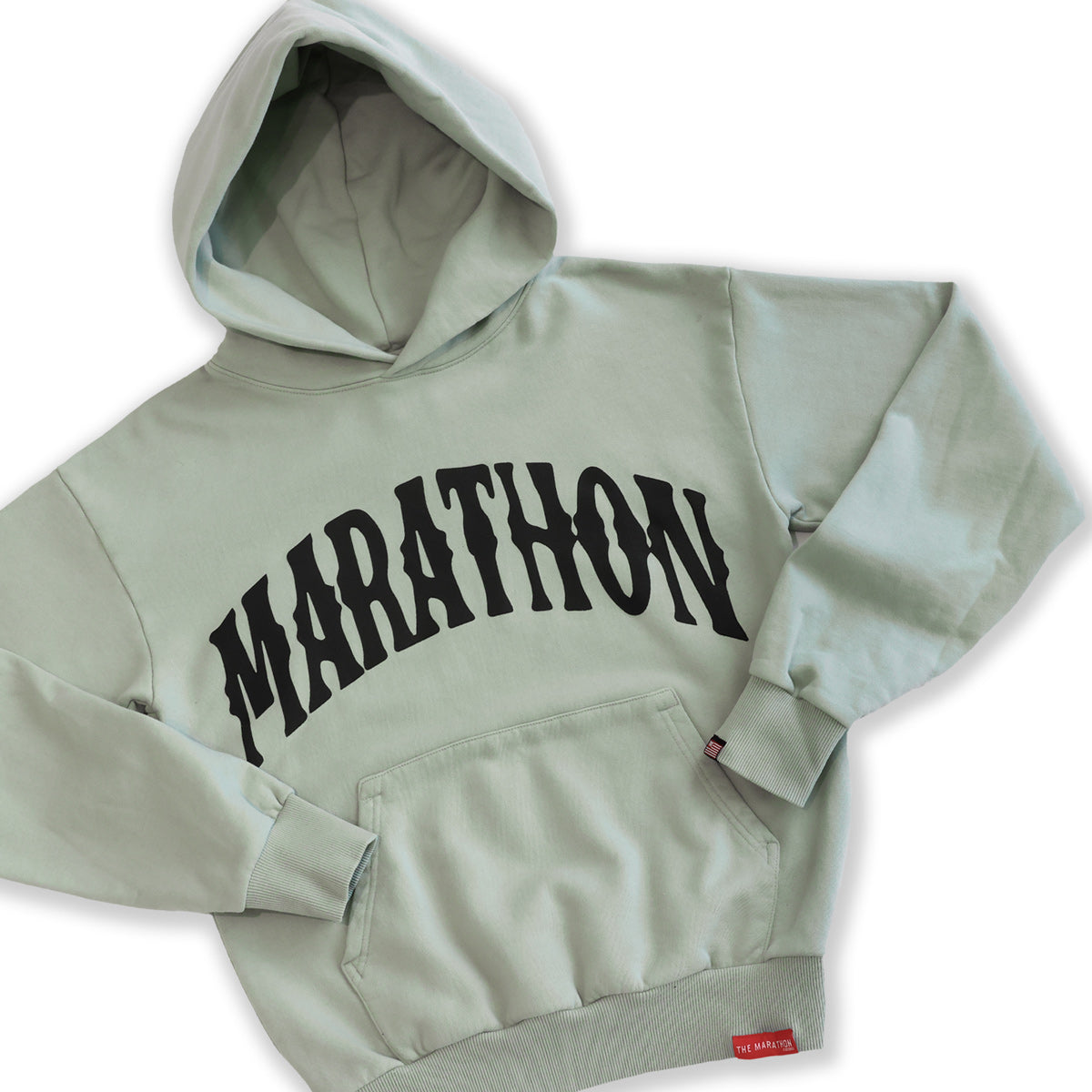 Marathon Vintage Arch Hoodie - Sage/Black - Detail