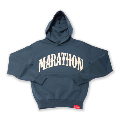 Marathon Vintage Arch Hoodie - Storm Blue/Cream - Front